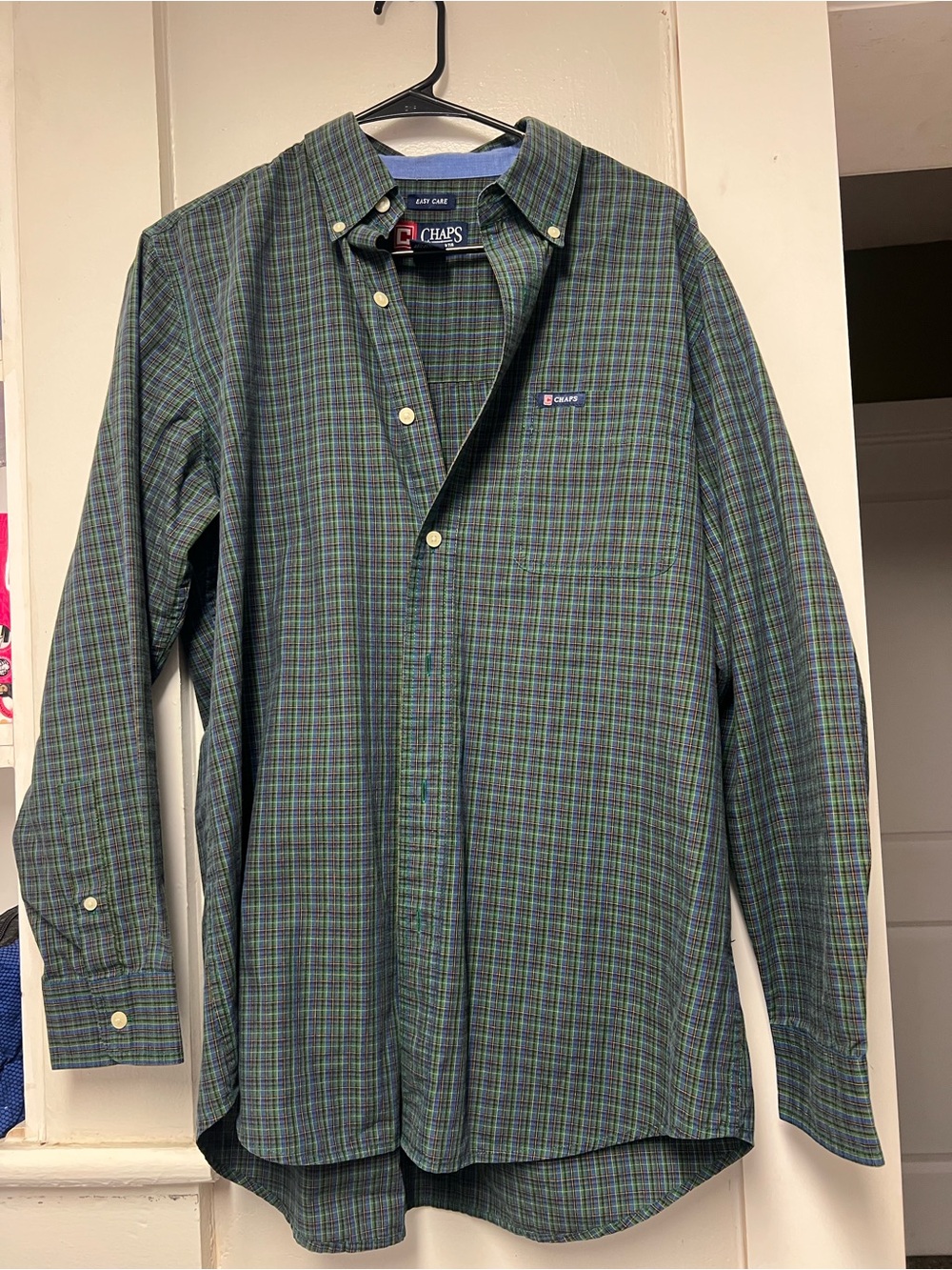 Chaps Men's Green and Blue Plaid Button-Down Shirt